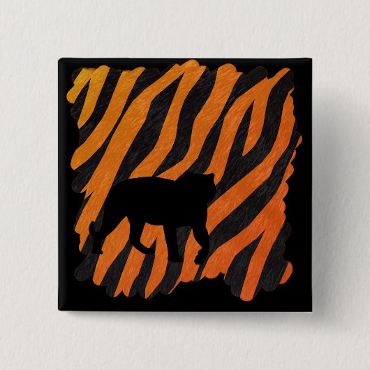 Wild Tiger Pin Vierkante Button 5,1 Cm (Voorkant)