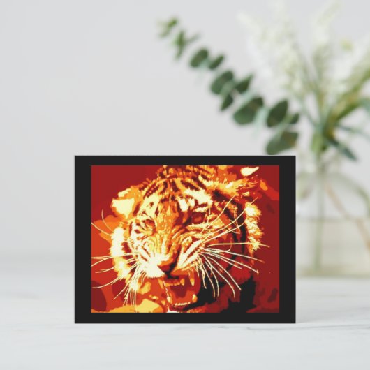 Wild Tiger Pop Art Briefkaart (Staand voorkant)