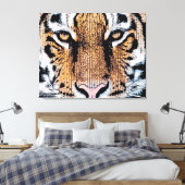 Wild Tiger Portret Grafische persstijl Canvas Afdruk (Insitu (Slaapkamer))