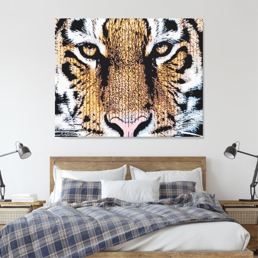 Wild Tiger Portret Grafische persstijl Canvas Afdruk (Insitu (Slaapkamer))