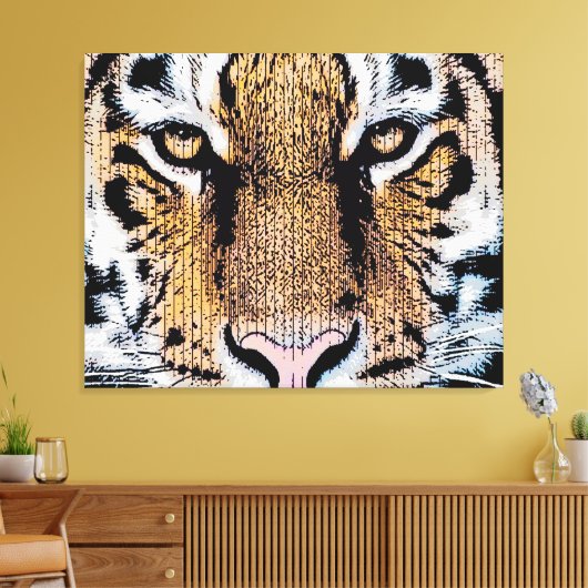 Wild Tiger Portret Grafische persstijl Canvas Afdruk (Insitu (Woonkamer))