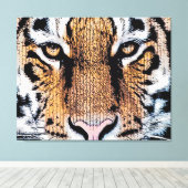 Wild Tiger Portret Grafische persstijl Canvas Afdruk (Insitu (Houten vloer))