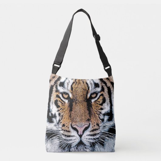Wild Tiger Portret Grafische persstijl Crossbody Tas (Voorkant)