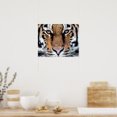 Wild Tiger Portret Grafische persstijl Poster (Keuken)