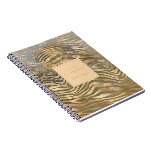 Wild Tiger Print Oerwoud Safari Modern Gold Notitieboek (Rechterzijde)