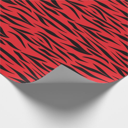 Wild Tiger Print voor Kerstcadeaus Rood Naadloos Cadeaupapier (Hoek)
