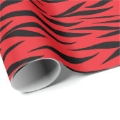 Wild Tiger Print voor Kerstcadeaus Rood Naadloos Cadeaupapier (Rol Hoek)