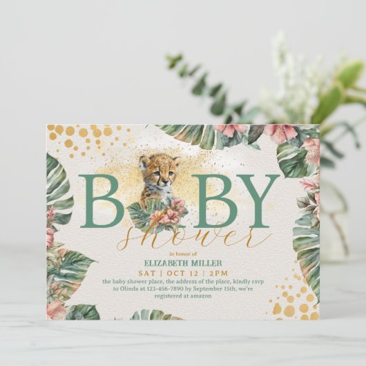 Wild Tiger rustiek Baby shower Kaart (Staand voorkant)