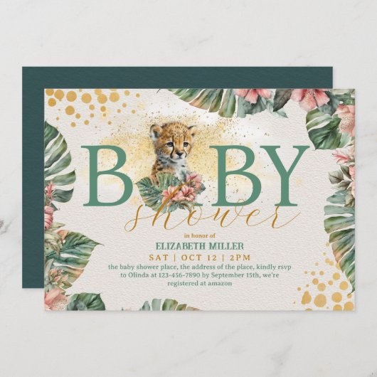 Wild Tiger rustiek Baby shower Kaart (Voorkant / Achterkant)