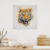 Wild Tiger Safari Oerwoud Kunstwerk Foto Poster (Keuken)