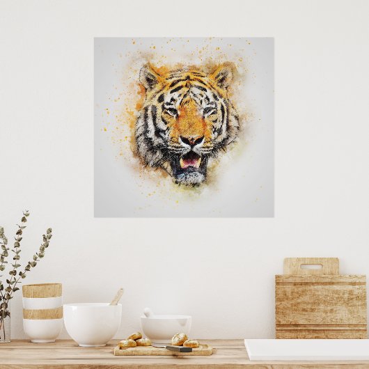 Wild Tiger Safari Oerwoud Kunstwerk Foto Poster (Keuken)