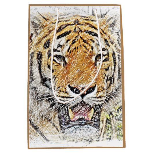 Wild Tiger Sketch - Safari Thema Medium Cadeauzakje