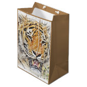 Wild Tiger Sketch - Safari Thema Medium Cadeauzakje (Voorkant Gekanteld)