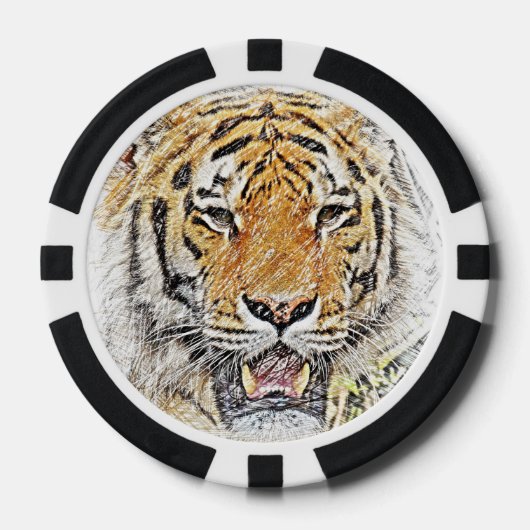 Wild Tiger Sketch - Safari Thema Pokerchips (Voorkant)