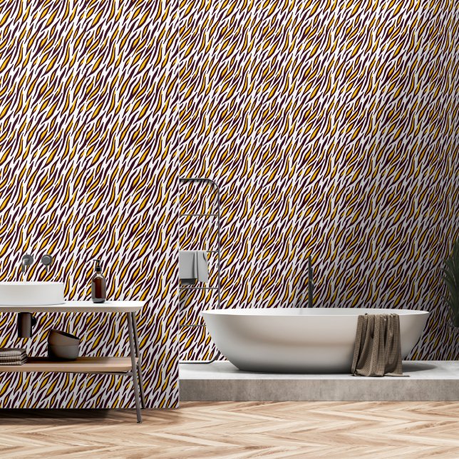 Wild Tiger Skin Pattern Behang (Badkamer)