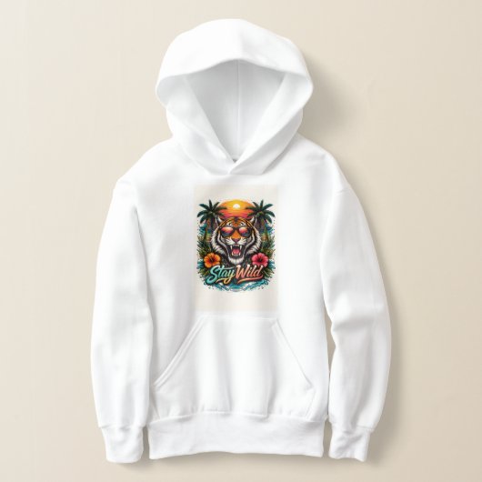 Wild Tiger Sunset Hoodie – Levendig Tropisch Grafi (Laagn)