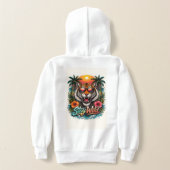 Wild Tiger Sunset Hoodie – Levendig Tropisch Grafi (Laag Achter)