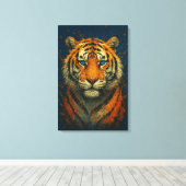 Wild Tiger – Vet geschilderd portret Canvas Print (Insitu (Houten vloer))
