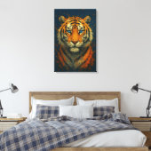 Wild Tiger – Vet geschilderd portret Canvas Print (Insitu (Slaapkamer))