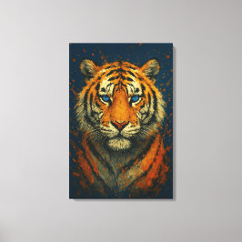 Wild Tiger – Vet geschilderd portret Canvas Print