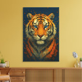 Wild Tiger – Vet geschilderd portret Canvas Print (Insitu (Woonkamer))