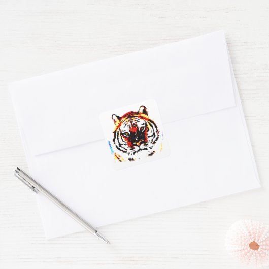 Wild Tiger Vierkante Sticker (Envelop)