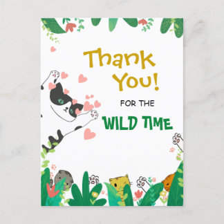 Wild Time Cute Tuxedo Kitty Cat Dank je Briefkaart