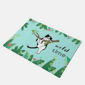 Wild Time Greenery Safari Kitty Cat Deurmat (Schuin)
