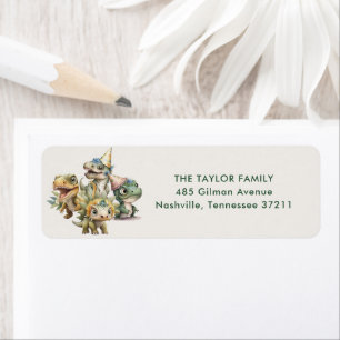 Wild Time Schattigee Dinosaurus Kids Verjaardagsad Etiket