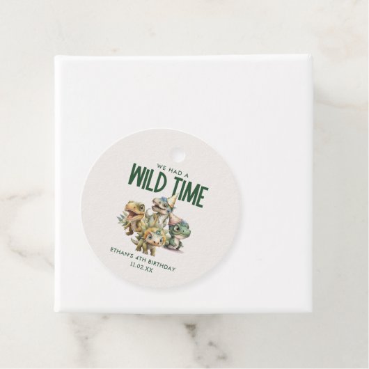 Wild Time Schattigee Dinosaurus Kids Verjaardagsfe Bedankjes Labels (In situ)