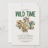 Wild Time Schattigee Dinosaurus Kids Verjaardagsfe Kaart (Voorkant)
