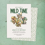 Wild Time Schattigee Dinosaurus Kids Verjaardagsfe Kaart<br><div class="desc">Vier de verjaardag van je wilde met onze Wild Time Schattige Dinosaur Kids Verjaardagsfeestuitnodiging! Deze verjaardagsuitnodiging bevat schattige baby-dinosaurussen in petten die perfect zijn voor elke kinder leeftijd.</div>