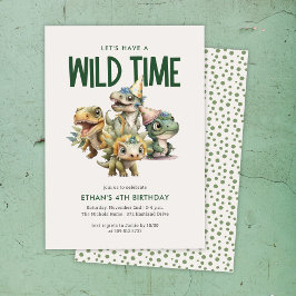 Wild Time Schattigee Dinosaurus Kids Verjaardagsfe Kaart