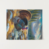 Wild Tom Turkije eerste sneeuw Wandkleed (Voorkant (horizontaal))