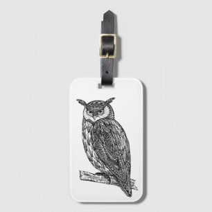 Wild Totem Animal Owl Doodle Bagagelabel