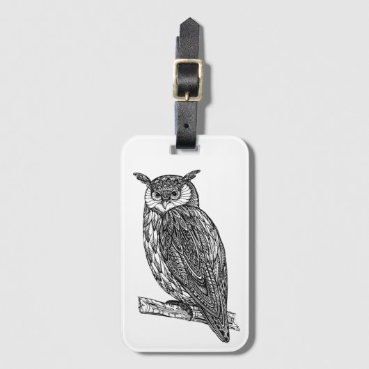 Wild Totem Animal Owl Doodle Bagagelabel (Voorkant (verticaal))