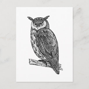Wild Totem Animal Owl Doodle Briefkaart