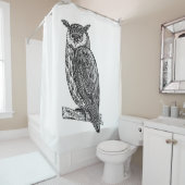 Wild Totem Animal Owl Doodle Douchegordijn (In situ)