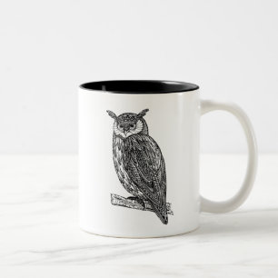 Wild Totem Animal Owl Doodle Tweekleurige Koffiemok
