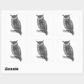 Wild Totem Animal Owl Doodle Vierkante Sticker (Vel)