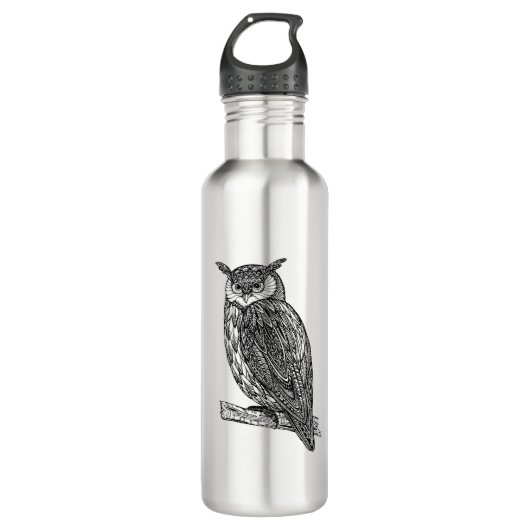 Wild Totem Animal Owl Doodle Waterfles (Voorkant)
