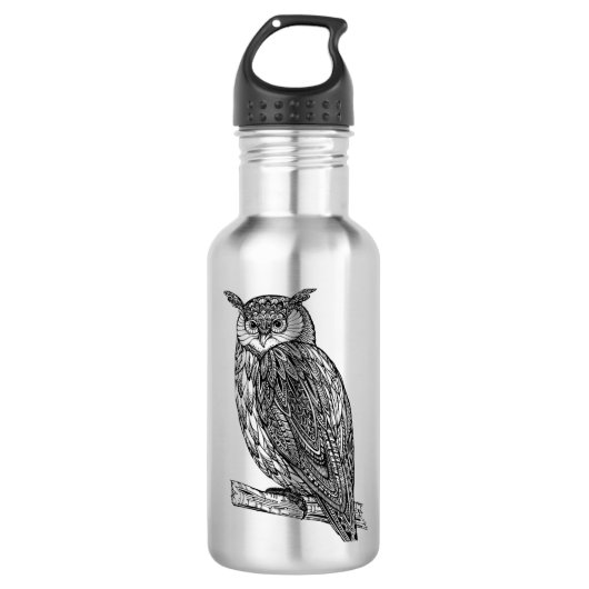 Wild Totem Animal Owl Doodle Waterfles (Voorkant)