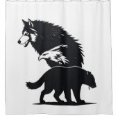 Wild Trio: Wolf, Eagle, and Bear Silhouette Douchegordijn (Voorkant)