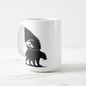 Wild Trio: Wolf, Eagle, and Bear Silhouette Koffiemok (Voorkant links)