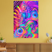 Wild Trippy Abstract Pattern Psychedelic Art Color Canvas Afdruk (Insitu (Woonkamer))