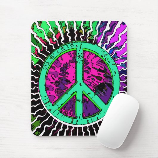 Wild Trippy Hippie Peace Sign Muismat (Met muis)