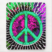 Wild Trippy Hippie Peace Sign Muismat (Voorkant)