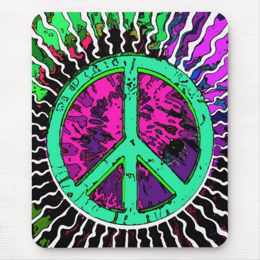 Wild Trippy Hippie Peace Sign Muismat (Voorkant)