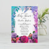 Wild Tropical Boho Floral Girl Baby shower Kaart (Staand voorkant)