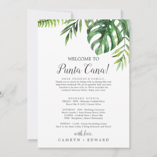 Wild Tropical Destination Wedding Welcome Letter (Voorkant)